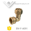 EM-F-A091 90 graus cotovelo latão fewmale e conector de compressão encaixe de tubulação